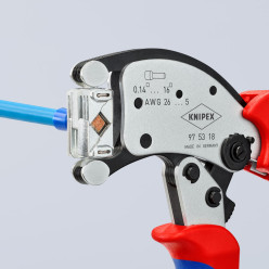 Інструмент для обжиму контактних гільз з поворотною головкою, з автоналаштуванням, KNIPEX 97 53 18 (