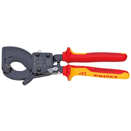 Ножницы для резки кабелей (по принципу трещотки) Ø32мм / 240мм², 250мм KNIPEX 95 36 250, фосфат