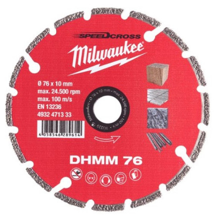 Алмазный диск DHMM 76мм для M12 FCOT для бетон,черепица, кирпич MILWAUKEE