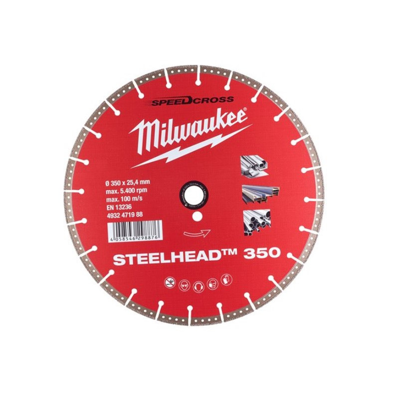 Алмазный диск STEELHEAD 350 для стали и нержавеющей стали MILWAUKEE