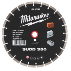 Алмазный диск SUDD 350 для твердого бетона, бетонных блоков с арм. и камня MILWAUKEE
