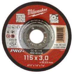 Отрезной диск по камню CC 42/115х3 PRO+ (1 шт) MILWAUKEE