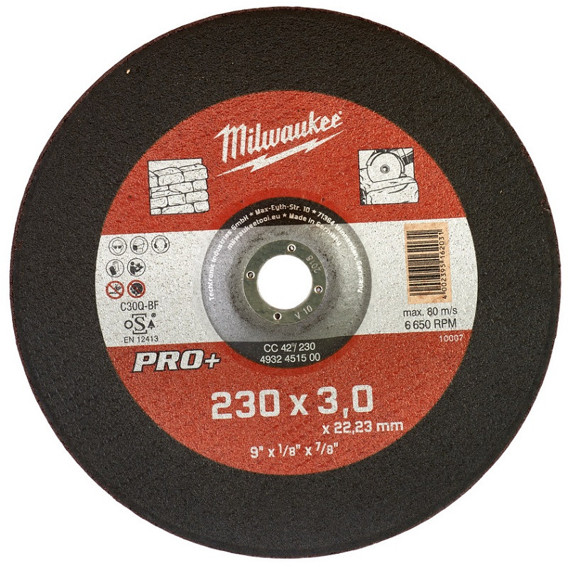Отрезной диск по камню CC 42/230х3 PRO+ MILWAUKEE