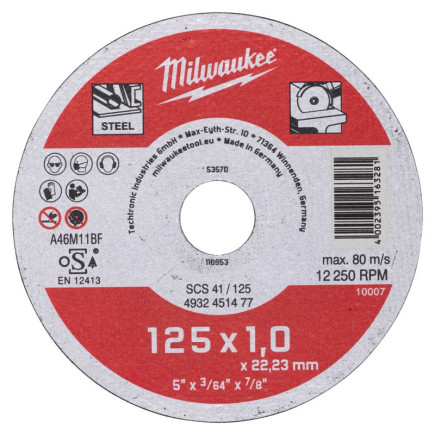 Отрезной диск по металлу SCS 41/125х1 MILWAUKEE 4932451477