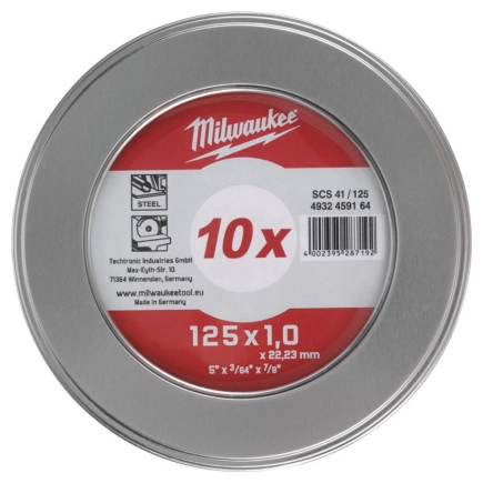 Диск отрезной по металлу MILWAUKEE, SCS 41/125х1, Ø125мм, (10шт) Диск отрезной по металлу MILWAUKEE, SCS 41/125х1, Ø125мм, (10шт)