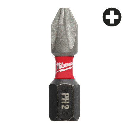 Бита SHOCKWAVE MILWAUKEE, PH2, 25мм, (2шт)