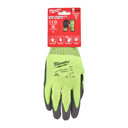 Перчатки Hi-Vis сигнальные MILWAUKEE, с сопротивлением порезам 4/D уровня, размер 8/M