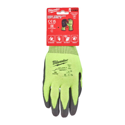 Перчатки Hi-Vis сигнальные MILWAUKEE, с сопротивлением порезам 4/D уровня, размер 7/S