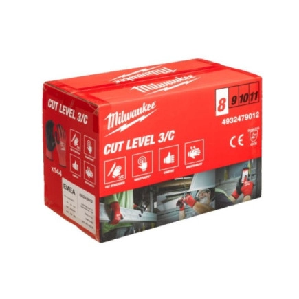 Перчатки MILWAUKEE, с сопротивлением порезам 3/C уровня, размер 7/S, (144шт)