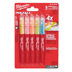Набор маркеров INKZALL текстмаркеров цветные 5шт MILWAUKEE