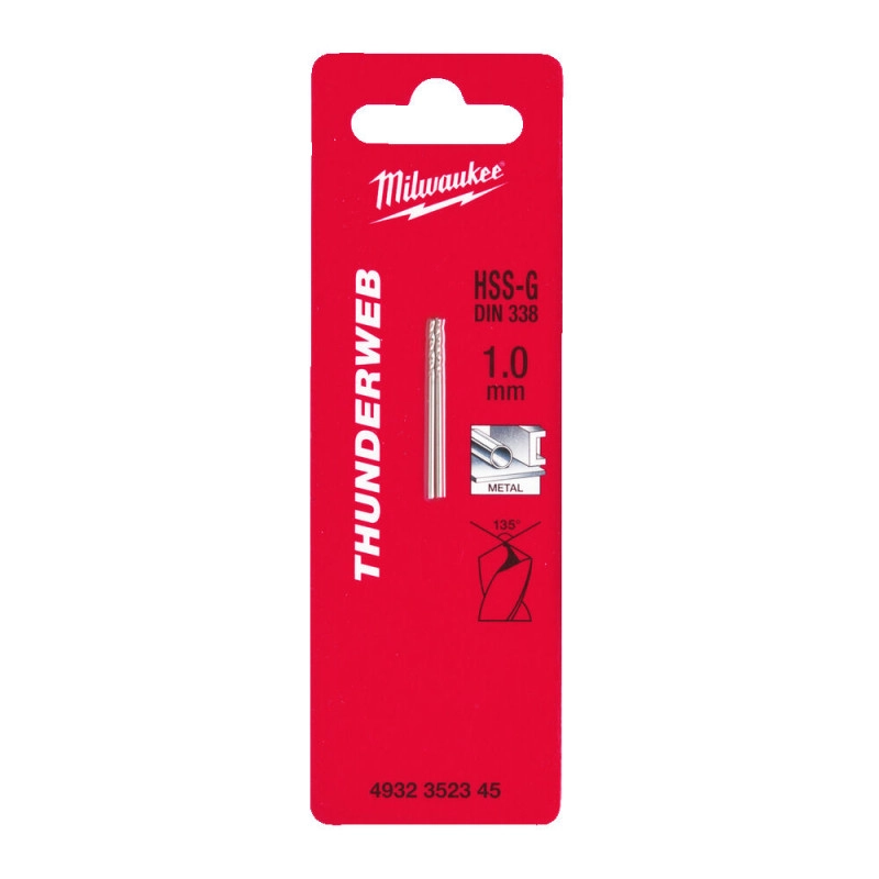 Сверло по металлу THUNDERWEB HSS-G MILWAUKEE, DIN338, Ø1,0x34х12мм, (2шт)