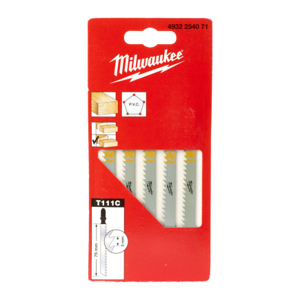 Полотна для лобзика T111C MILWAUKEE, 75х3,0мм, (5шт)