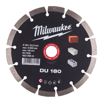 Алмазный диск DU 180 для бетона, камня, кирпича MILWAUKEE