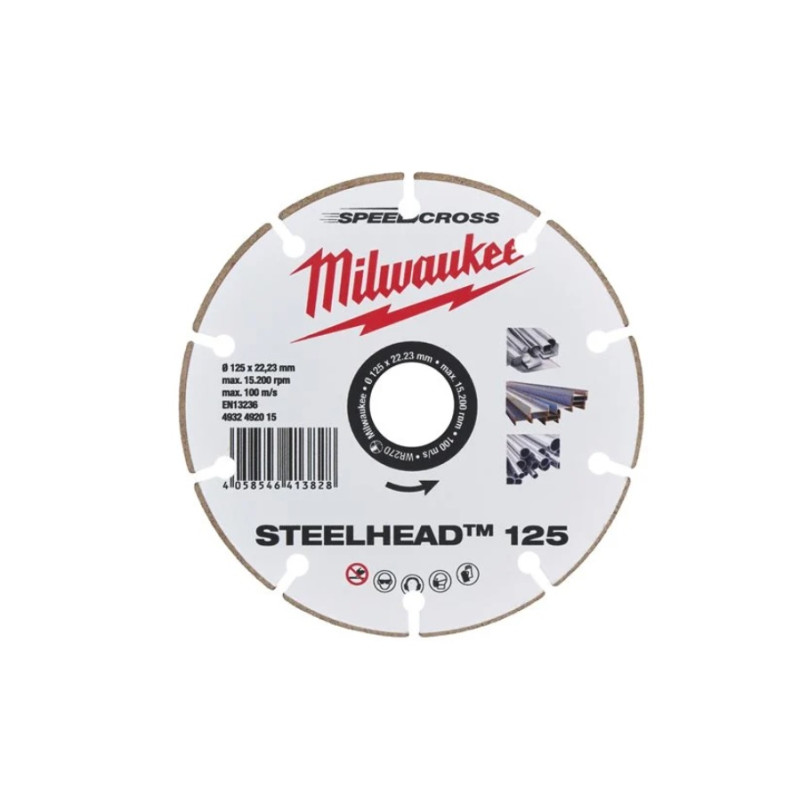 Алмазный диск STEELHEAD 125 для стали и нержавеющей стали MILWAUKEE