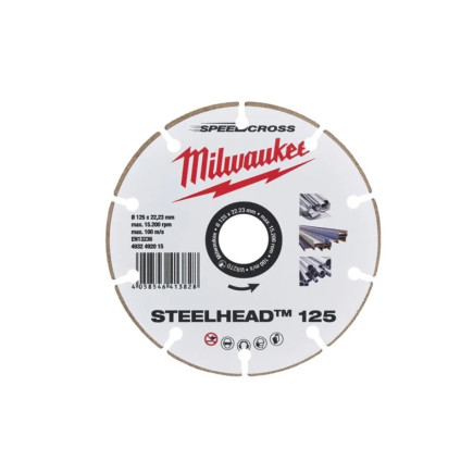 Алмазный диск STEELHEAD 125 для стали и нержавеющей стали MILWAUKEE