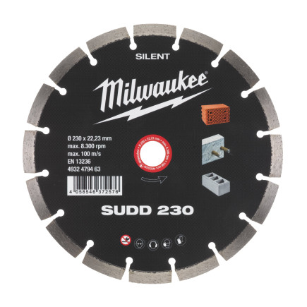 Алмазный диск SUDD 230 для твердого бетона, бетонных блоков с арм. и камня MILWAUKEE