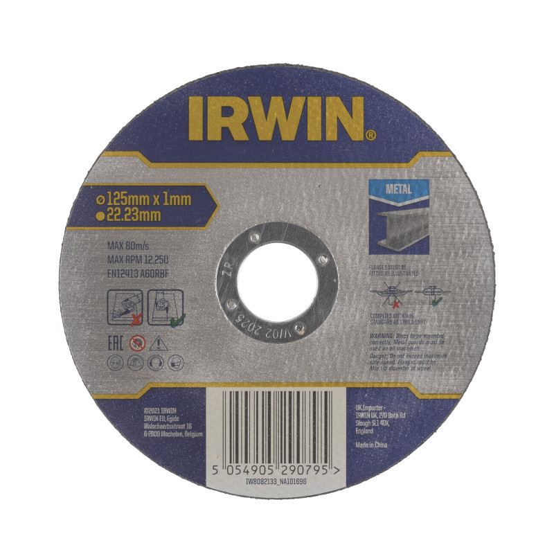 Диск отрезной по металлу 125х1мм IRWIN IW8082133