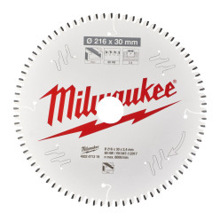 Пильный диск для торцовочной пилы по алюминию216x30x2,4x80 MILWAUKEE