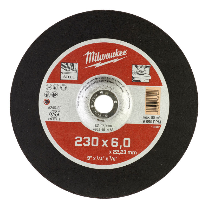 Шлифовальный диск по металлу SG 27/230х6 MILWAUKEE