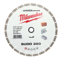 Алмазный диск SPEEDCROSS SUDD 350 мм для твердого бетона, бетонных блоков и камня MILWAUKEE
