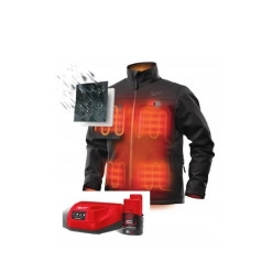 Куртка с подогревом MILWAUKEE, M12 HJBL5-201 (M), черная (размер M) (+ЗУ, 1 аккум.Х 2Ач)