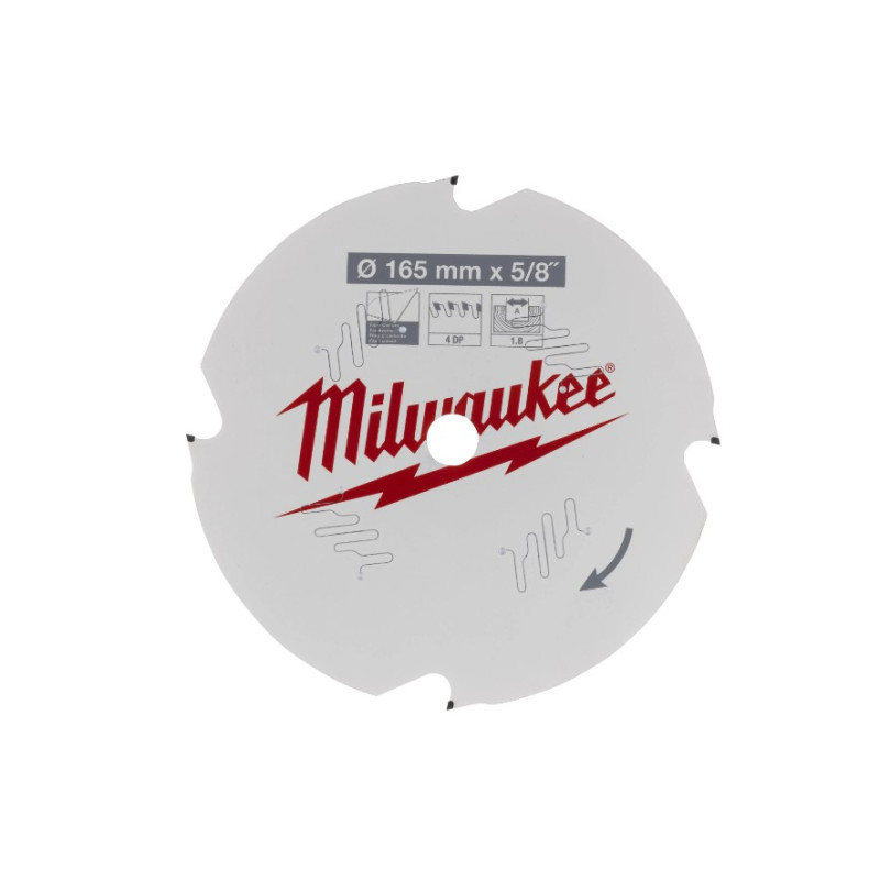 Пильный диск для циркулярной пилы 165X5/8X2,2X4D MILWAUKEE -1шт 