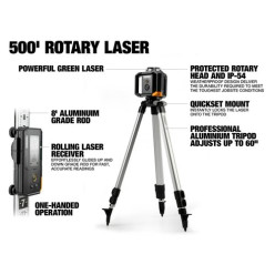 Ротационный лазер 360º ToughBuilt TB-H2S4-LL-M150-R1 с приемником зеленый 150 м