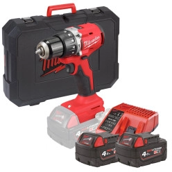 Дрель-шуруповёрт аккумуляторная бесщёточная ударная MILWAUKEE M18 BLPDRC-402C (60Нм) (ЗУ+2Х4Ач+кейс)