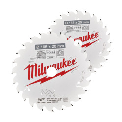 Пильный диск для циркулярной пилы 165X20X40T/40T (2 ШТ.) - MILWAUKEE 4932492433