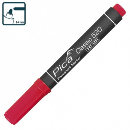Маркер перманентний Pica Classic 520/40 Permanent Marker bullet tip, червоний