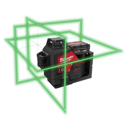 Аккумуляторный лазерный нивелир M12 3PL-401C (Li-Ion 4 Ач) Вращение 330˚ с зелёным лучом MILWAUKEE