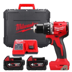 Дрель-шуруповёрт аккумуляторная бесщёточная ударная MILWAUKEE M18 BLPDRC-402C (60Нм) (ЗУ+2Х4Ач+кейс)
