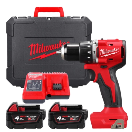 Дрель-шуруповёрт аккумуляторная бесщёточная ударная MILWAUKEE M18 BLPDRC-402C (60Нм) (ЗУ+2Х4Ач+кейс)