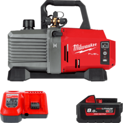 Насос вакуумный аккумуляторный MILWAUKEE, M18 FVP5-801 с адаптером (+зарядное устройство, 1акум.Х 8А