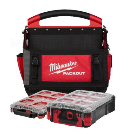 Сумка для инструментов  и 2 органайзера MILWAUKEE PACKOUT, набор из 3 частей 4932499040