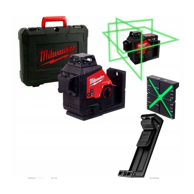 Нивелир лазерный аккумуляторный 3D MILWAUKEE M12 3PL-0C (330˚, зелёный луч)