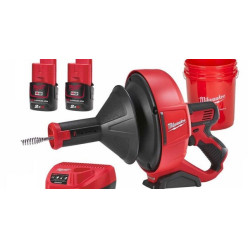 Машина прочистная аккумуляторная MILWAUKEE M12 BDC6-202C трос 6м (ЗУ+2акк.Х2Ач+ведро)