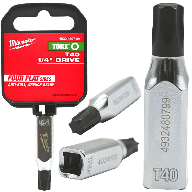 Головка торцевая хромированная ¼” MILWAUKEE с битой Torx T40