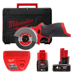 Пила дисковая универсальная аккумуляторная бесщёточная MILWAUKEE M12 FCOT-422X, Ø76 (ЗУ+2акк+кейс)