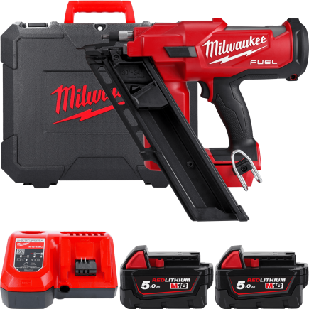 Пистолет гвоздезабивной аккумуляторный бесщёточный MILWAUKEE M18 FFNS-502C (50-90мм)(ЗУ+2Х5Ач+кейс) 