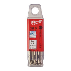 Сверло по металлу HSS-G MILWAUKEE, DIN 1412 C, Ø5,5х66х19мм, двухстороннее, (10шт)