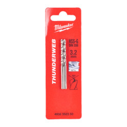 Сверло по металлу THUNDERWEB HSS-G MILWAUKEE, DIN338, Ø3,2x65х36мм, (2шт)