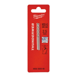 Сверло по металлу THUNDERWEB HSS-G MILWAUKEE, DIN338, Ø2,5x57х30мм, (2шт)