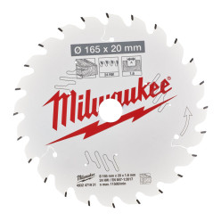 Диск пильный по дереву PFTE THIN KERF MILWAUKEE, Ø165х20х1,6мм, 24 зуб.