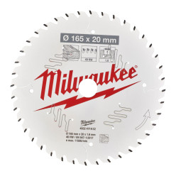 Диск пильный по дереву PFTE THIN KERF MILWAUKEE, Ø165х20х1,6мм, 40 зуб.