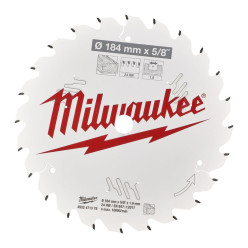 Диск пильный по дереву PFTE THIN KERF MILWAUKEE, Ø184х5/8''х1,6мм, 24 зуб.