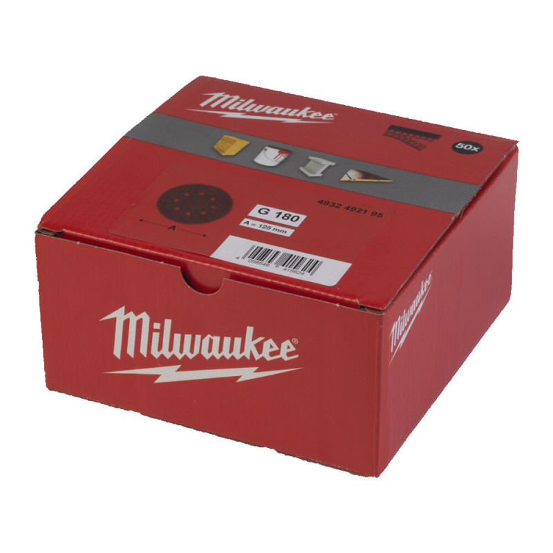 Шлифовальный круг MILWAUKEE Ø125/8 HL, зерно 180, (50шт)