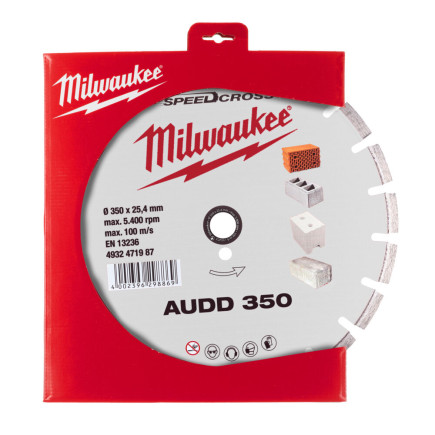 Диск алмазный Speedcross MILWAUKEE AUDD 350, Ø350мм (бетон, кирпич, асфальт)