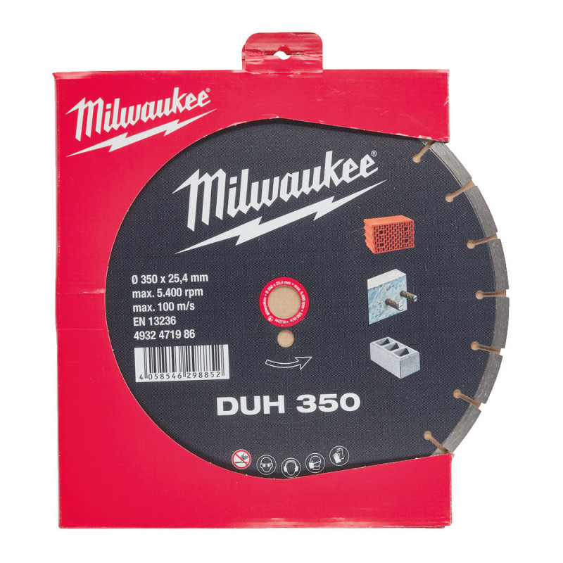 Диск алмазный MILWAUKEE DUH 350, Ø350мм (железобетон, кирпич)