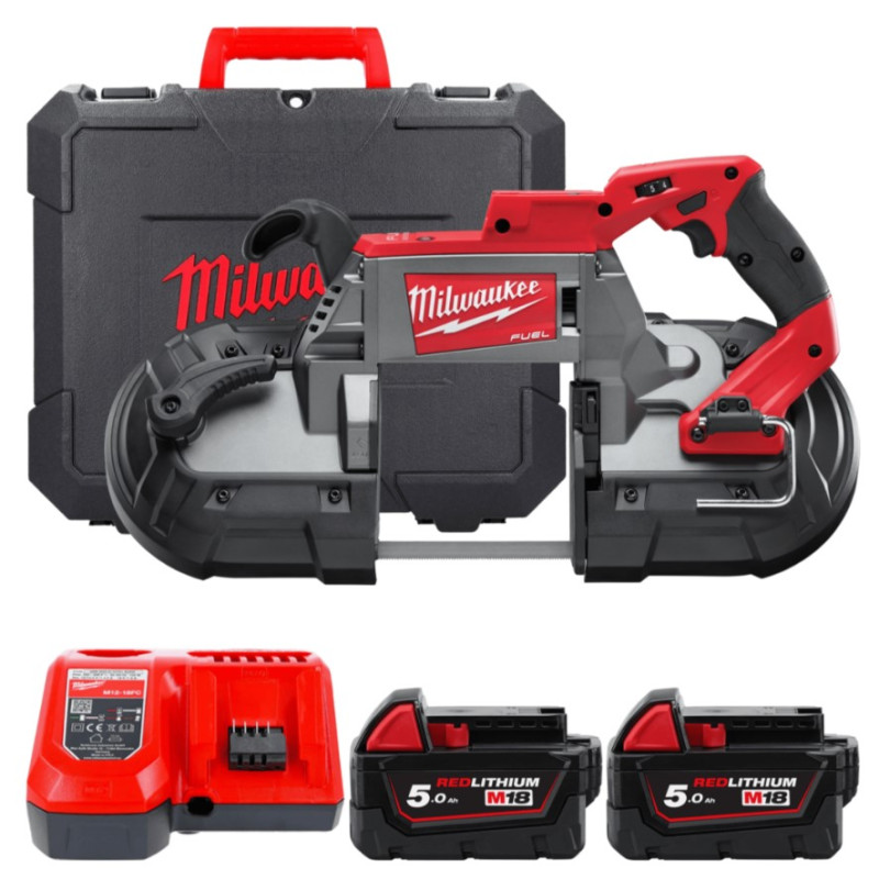 Пила ленточная аккумуляторная бесщёточная MILWAUKEE M18 CBS125-502C (ЗУ+2акк.Х5Ач+кейс)  